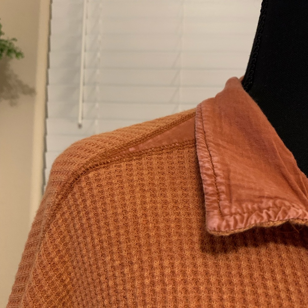 Oli & Hali Burnt Orange Waffle Knit Thermal Shacket M/L - Picture 6 of 10